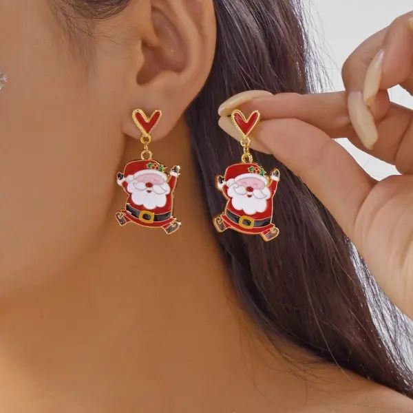 Rhinestone Christmas Light Bulb Drop Earrings