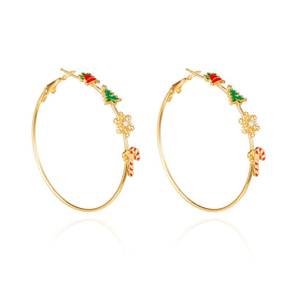 Rhinestone Snowman Christmas Drop Earrings