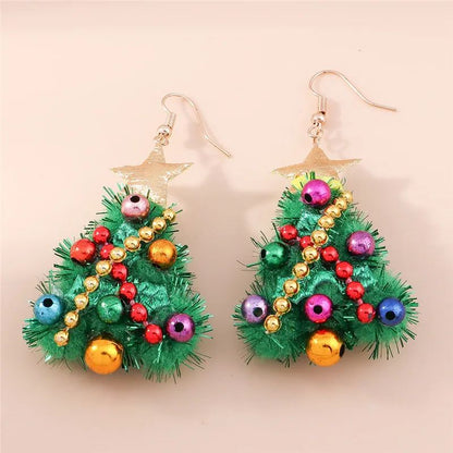 Cute Christmas Tree Star Drop Earrings