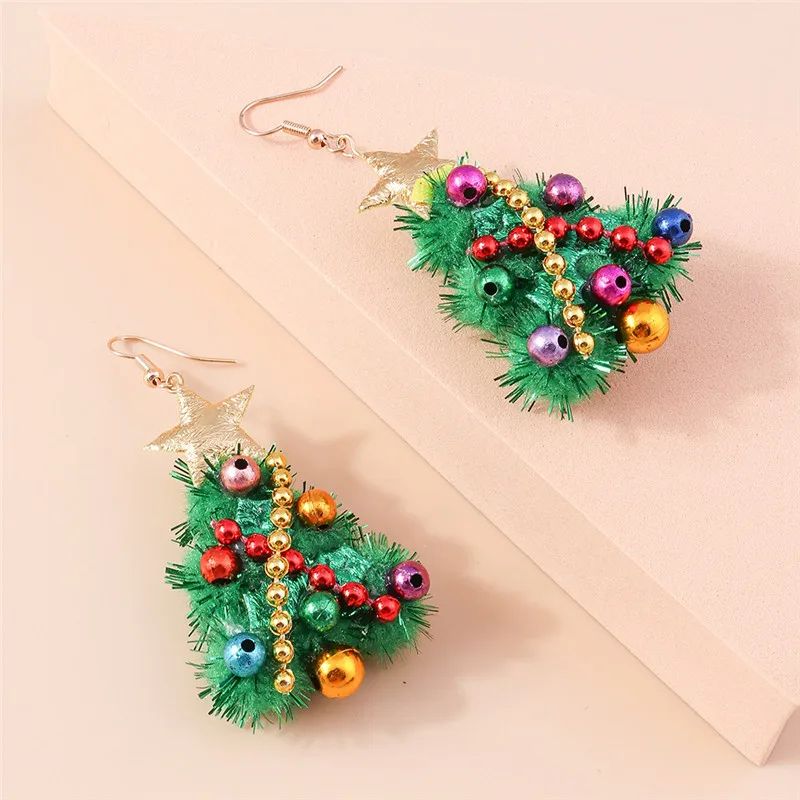 Cute Christmas Tree Star Drop Earrings