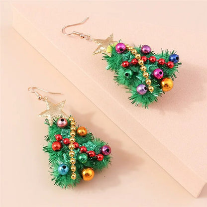 Cute Christmas Tree Star Drop Earrings
