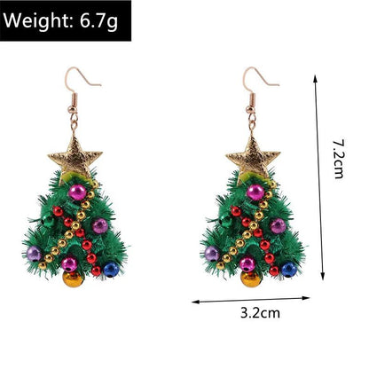 Cute Christmas Tree Star Drop Earrings