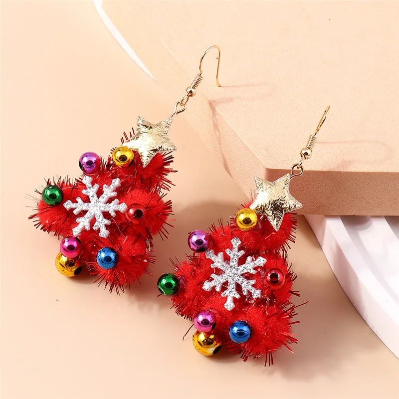 Cute Christmas Tree Star Drop Earrings