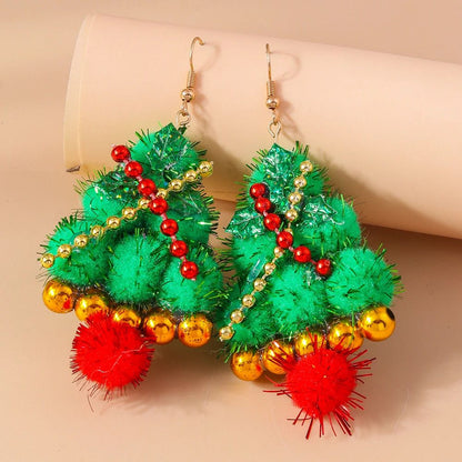 Cute Christmas Tree Star Drop Earrings