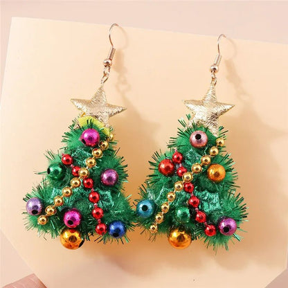 Cute Christmas Tree Star Drop Earrings