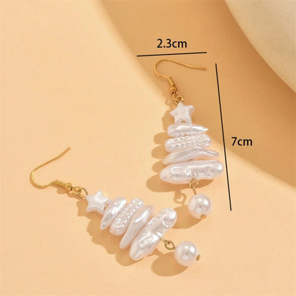 Baroque Pearl Christmas Tree Drop Earrings