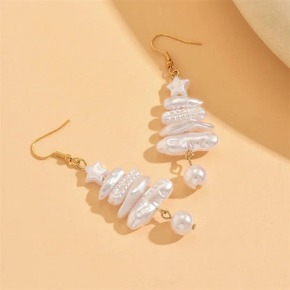 Baroque Pearl Christmas Tree Drop Earrings