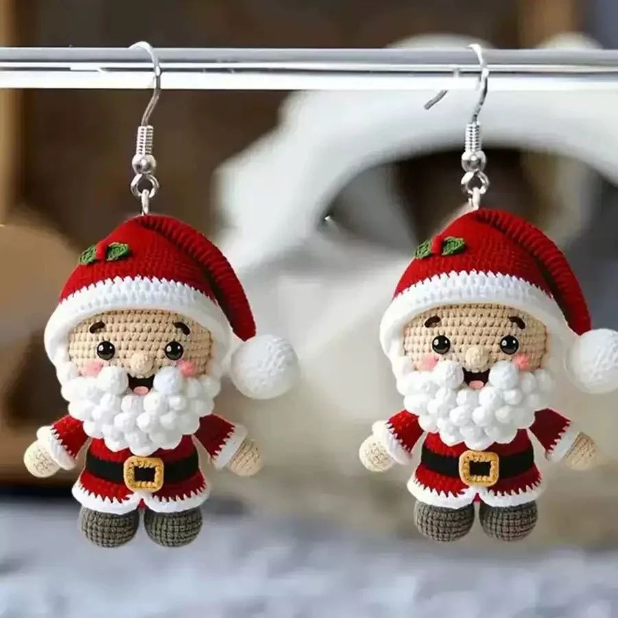 Acrylic Santa Claus Double Sided Drop Earrings