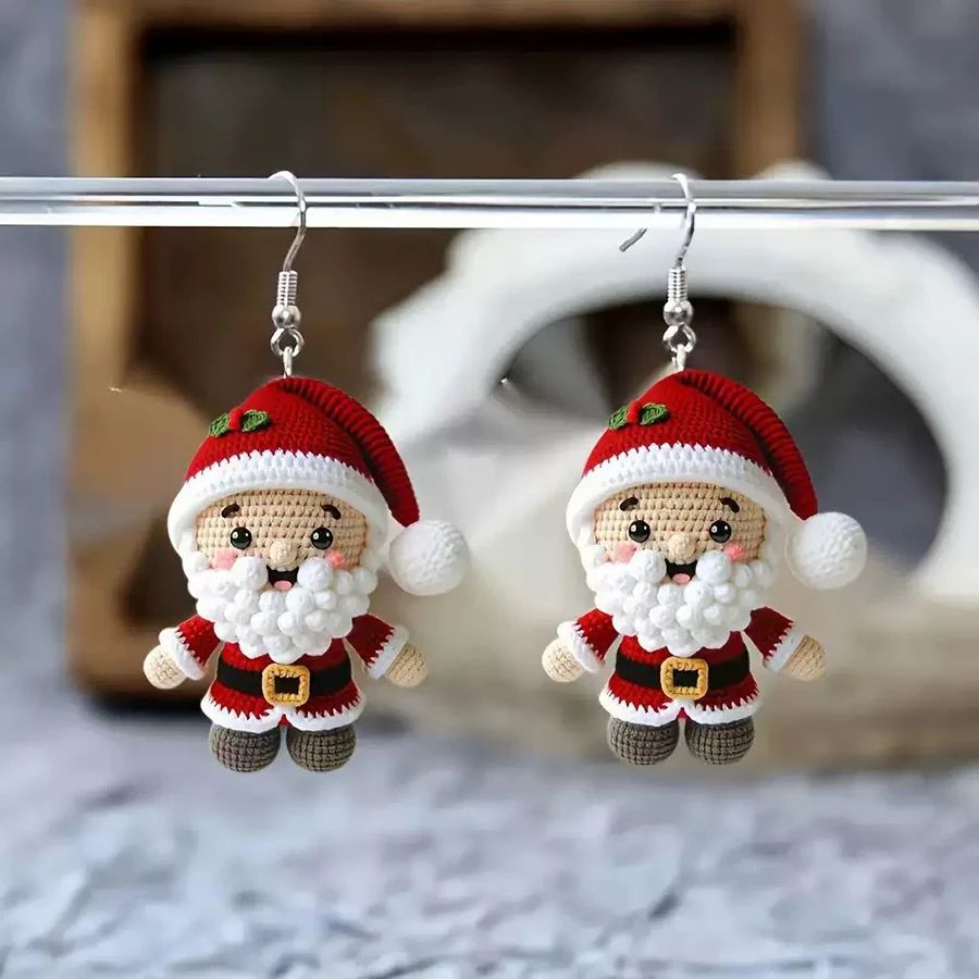 Acrylic Santa Claus Double Sided Drop Earrings