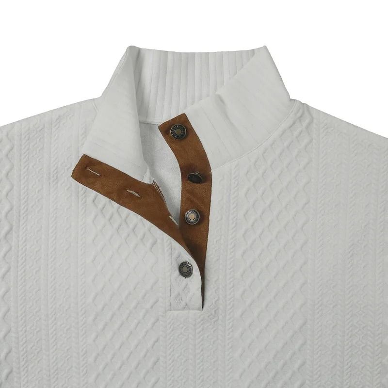 Mens Stand Collar Jacquard Knit Sweater Casual Long Sleeve Pullover