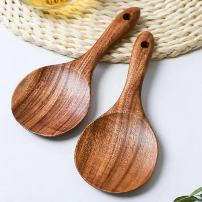 Natural Wooden Rice Paddle Serving Spoon – Smooth Wood Rice Spoon Kitchen Utensil