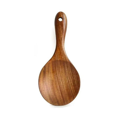 Natural Wooden Rice Paddle Serving Spoon – Smooth Wood Rice Spoon Kitchen Utensil