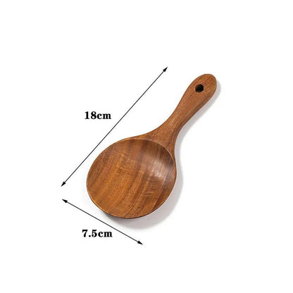 Natural Wooden Rice Paddle Serving Spoon – Smooth Wood Rice Spoon Kitchen Utensil