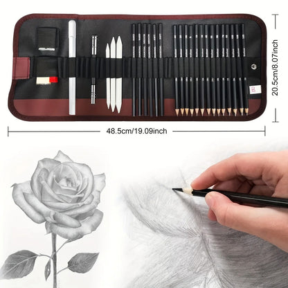 Professional 29-Piece Sketching & Drawing Pencil Kit - Master Art Supply Set