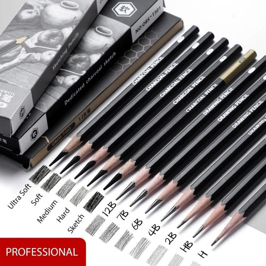 Professional Multi-Grade Graphite & Charcoal Sketching Pencil Set