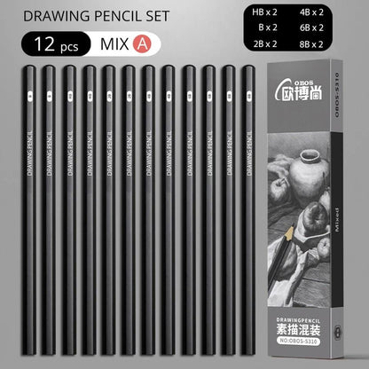 Professional Multi-Grade Graphite & Charcoal Sketching Pencil Set