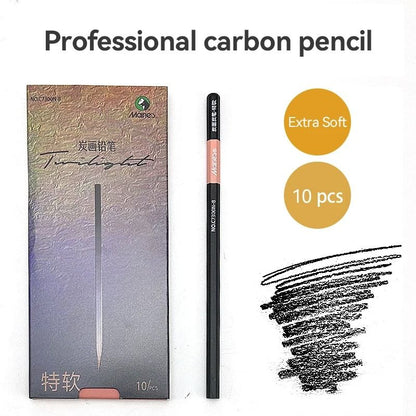 Professional 10-Piece Charcoal & Graphite Sketching Set - Premium Artist Grade