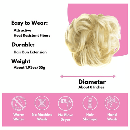 Rose Bun Hair Scrunchie for Effortless Messy Buns & Volume Boost, Instant Styling