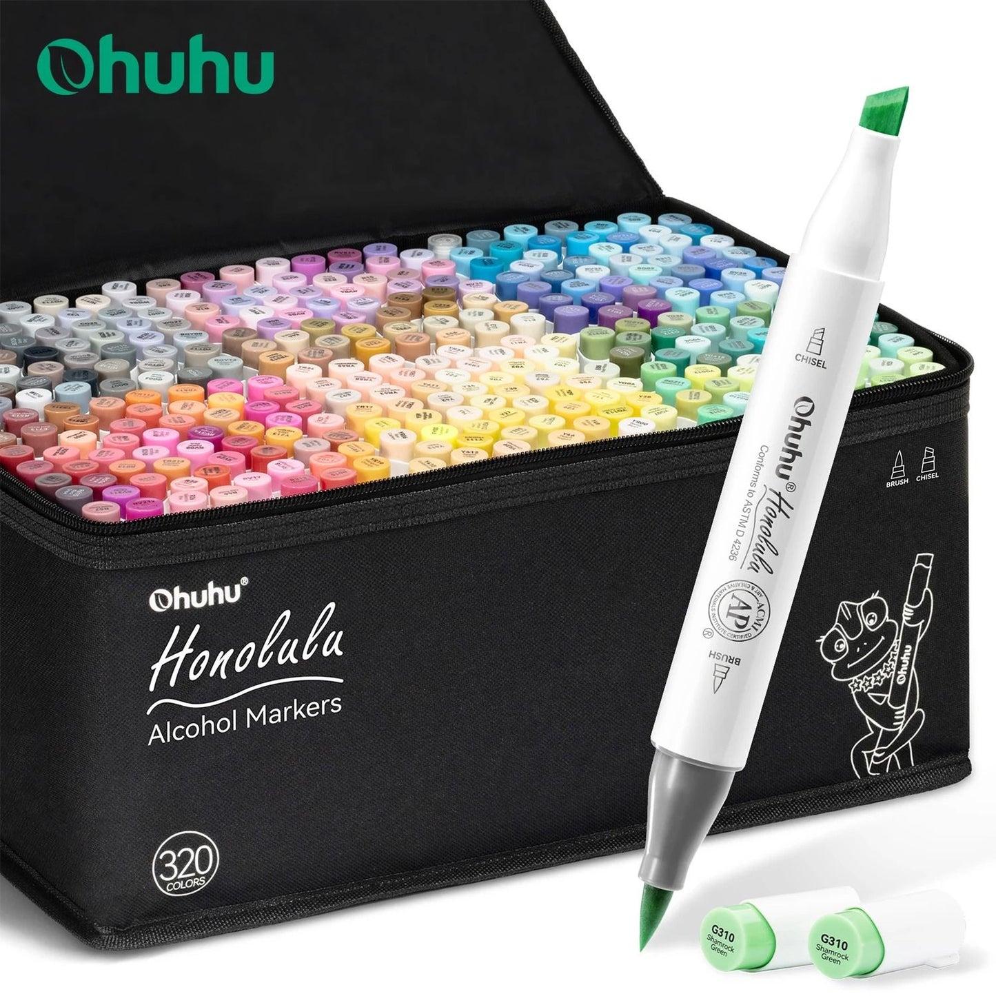 Ohuhu Honolulu 320-Color Master Marker Set - Refillable Alcohol Art Markers