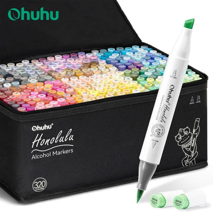 Ohuhu Honolulu 320-Color Master Marker Set - Refillable Alcohol Art Markers