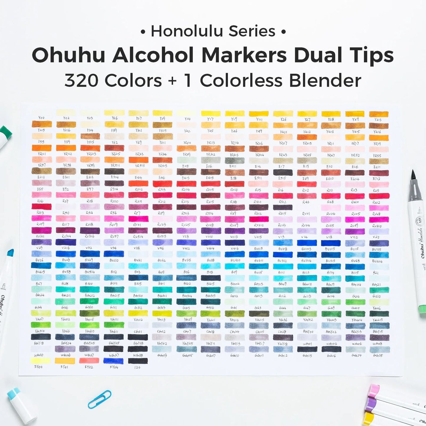 Ohuhu Honolulu 320-Color Master Marker Set - Refillable Alcohol Art Markers