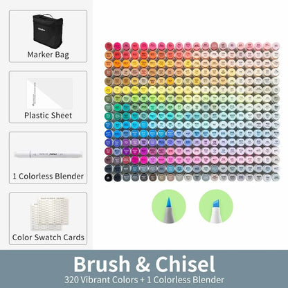 Ohuhu Honolulu 320-Color Master Marker Set - Refillable Alcohol Art Markers