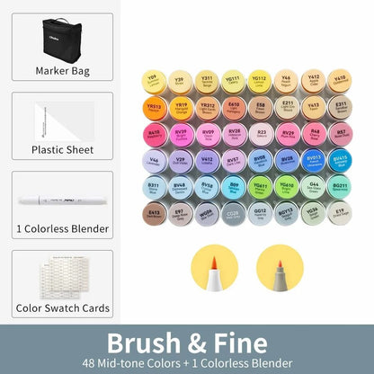 Refillable Alcohol Art Markers Set for Professional Drawing and Blending