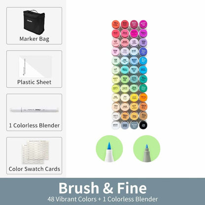 Refillable Alcohol Art Markers Set for Professional Drawing and Blending