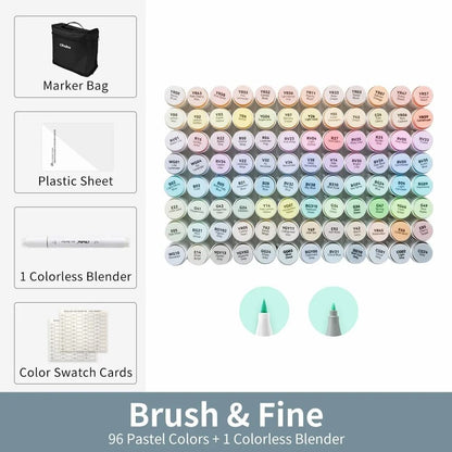 Refillable Alcohol Art Markers Set for Professional Drawing and Blending