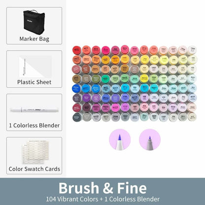 Refillable Alcohol Art Markers Set for Professional Drawing and Blending