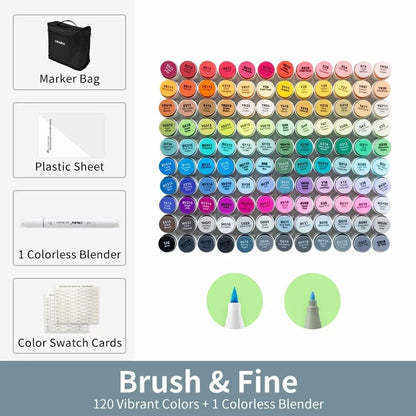 Refillable Alcohol Art Markers Set for Professional Drawing and Blending