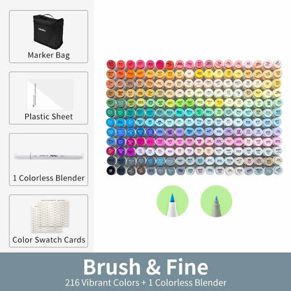 Refillable Alcohol Art Markers Set for Professional Drawing and Blending