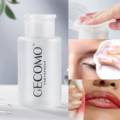 GECOMO Hyaluronic Acid Makeup Remover 3 in 1 Eye Lip and Face Cleanser Gentle Sensitive Skin Makeup Remover Pump Bottle