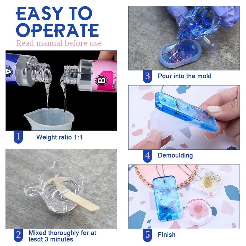 Crystal Clear Epoxy Resin Kit 1 to 1 High Gloss Art Resin for DIY Crafts and Jewelry