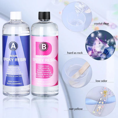 Crystal Clear Epoxy Resin Kit 1 to 1 High Gloss Art Resin for DIY Crafts and Jewelry