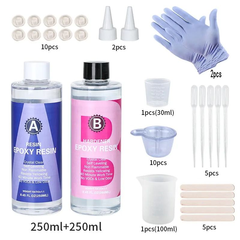Crystal Clear Epoxy Resin Kit 1 to 1 High Gloss Art Resin for DIY Crafts and Jewelry
