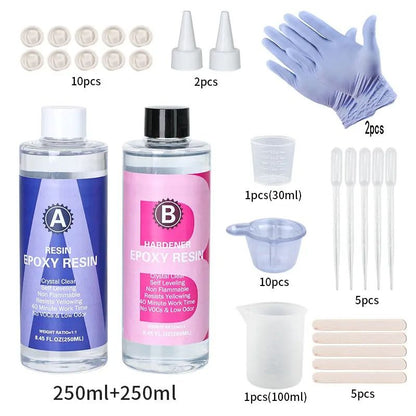 Crystal Clear Epoxy Resin Kit 1 to 1 High Gloss Art Resin for DIY Crafts and Jewelry