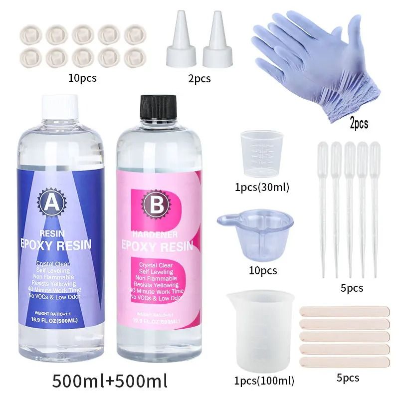 Crystal Clear Epoxy Resin Kit 1 to 1 High Gloss Art Resin for DIY Crafts and Jewelry