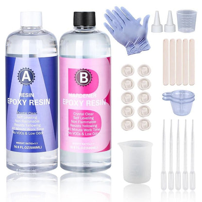 Crystal Clear Epoxy Resin Kit 1 to 1 High Gloss Art Resin for DIY Crafts and Jewelry