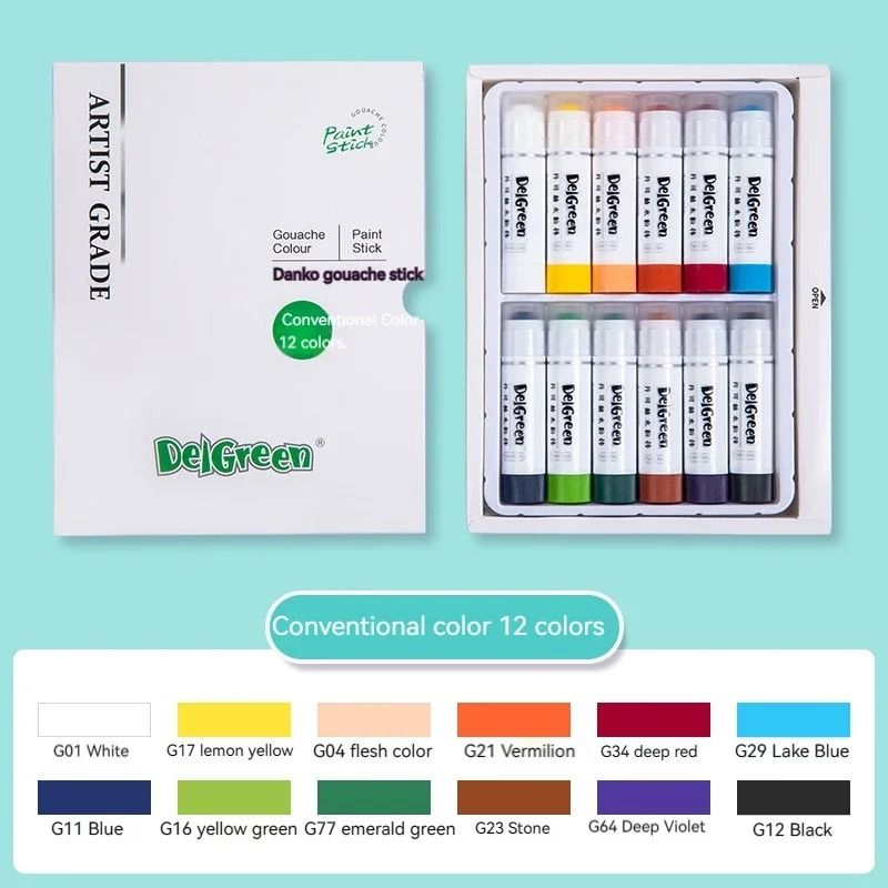 Artist Series Soft Solid Gouache Paint Sticks - Washable Non-Toxic Drawing Pastels