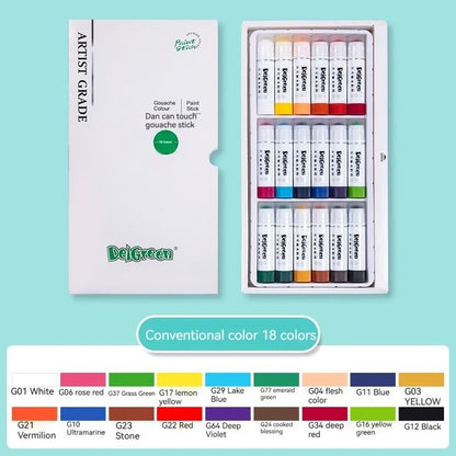 Artist Series Soft Solid Gouache Paint Sticks - Washable Non-Toxic Drawing Pastels