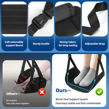Airplane Foot Hammock with Memory Foam Adjustable Foot Rest for Travel Removable Pad for Comfort