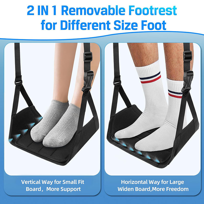 Airplane Foot Hammock with Memory Foam Adjustable Foot Rest for Travel Removable Pad for Comfort