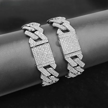 Iced Out Cuban Link Chain – Triple Row CZ Diamond Hip Hop Chain Necklace for Men