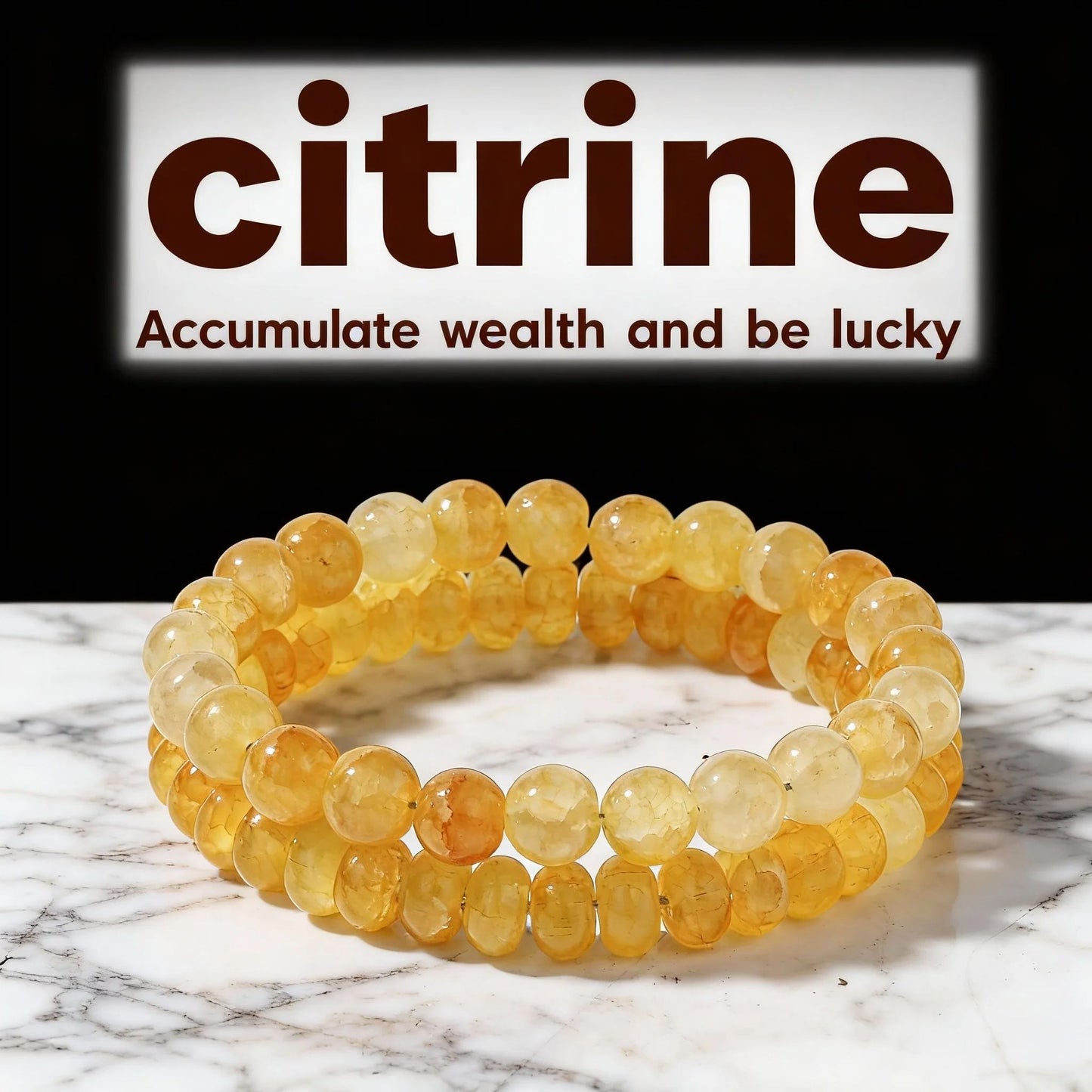 Citrine Bracelet for Wealth and Positivity – Feng Shui Beaded Crystal Bracelet
