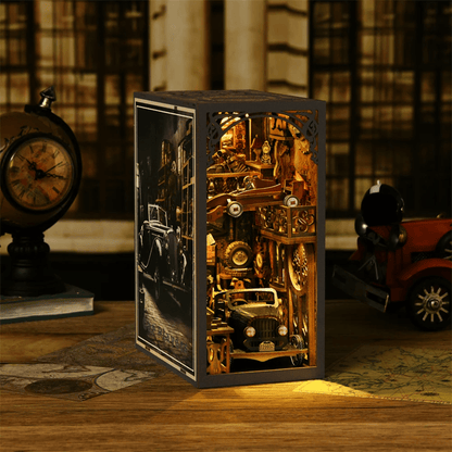 DIY Book Nook Kit Classic Car Wooden Puzzle Bookshelf Insert Decor