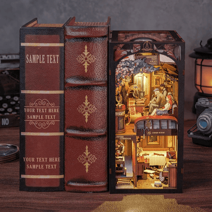 DIY Book Nook Kit Detective Train Mystery Wooden Puzzle Bookshelf Insert