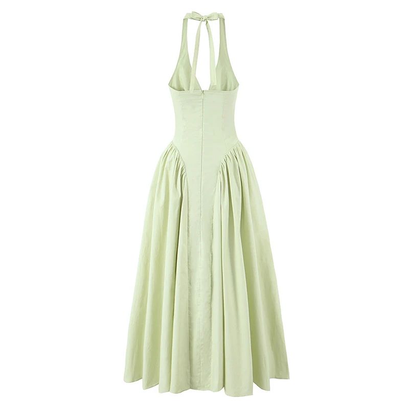 Elegant Backless Halter A Line Midi Summer Dress for Women