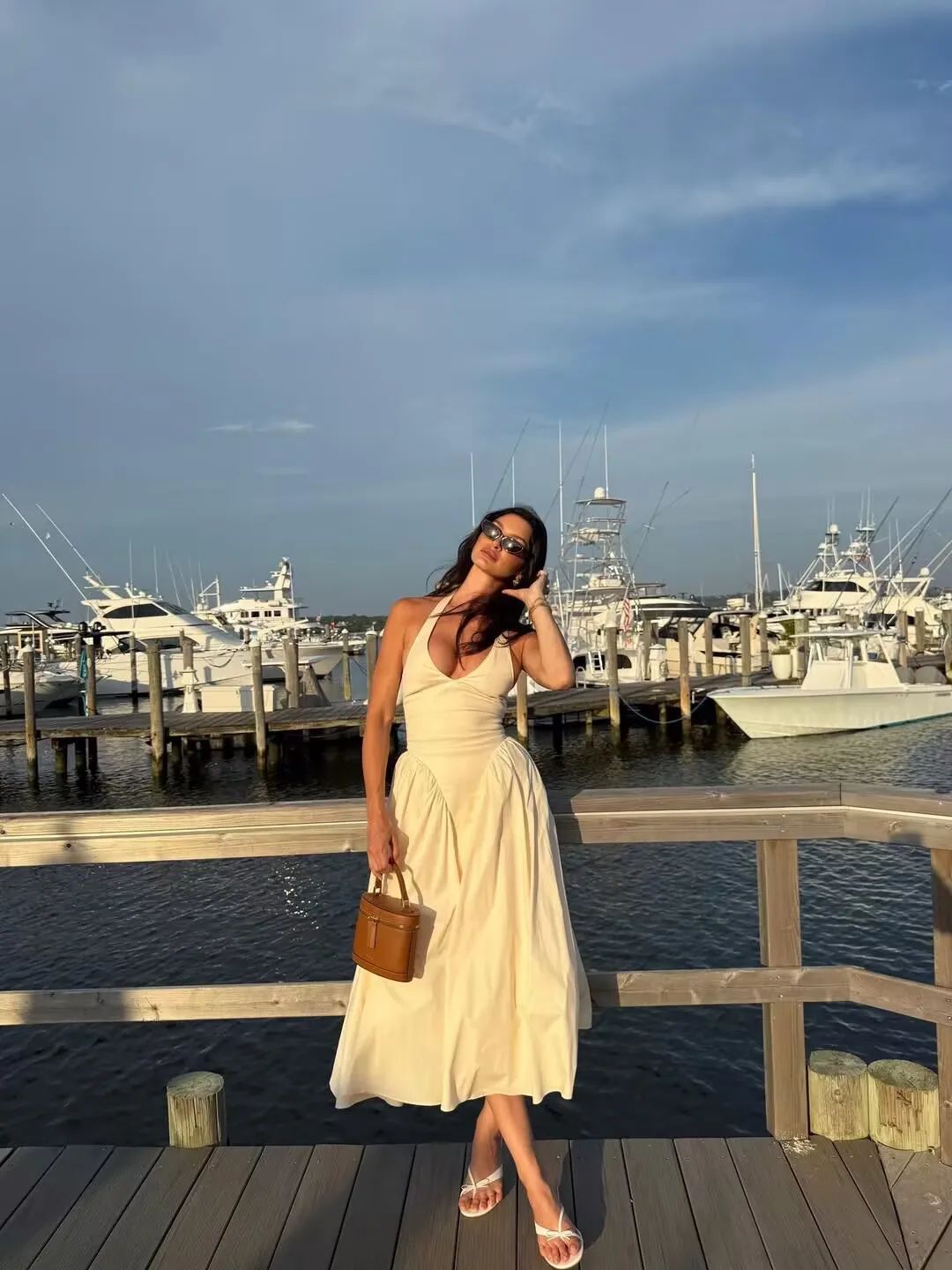 Elegant Backless Halter A Line Midi Summer Dress for Women