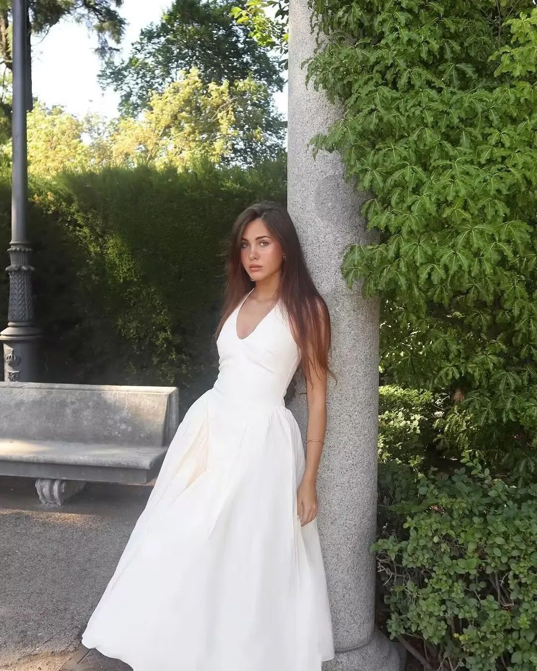 Elegant Backless Halter A Line Midi Summer Dress for Women